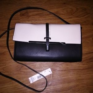 Black and off white clutch